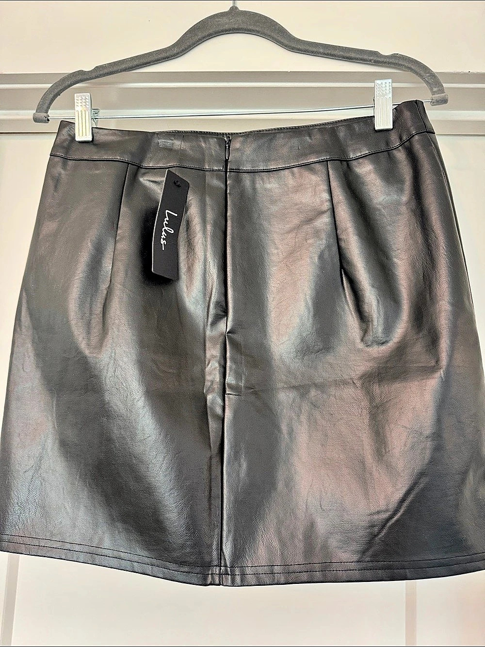 Lulus Walking the Walk Black Vegan Leather Mini Skirt Medium